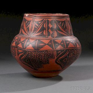 San Ildefonso Black-on-red Pottery Jar