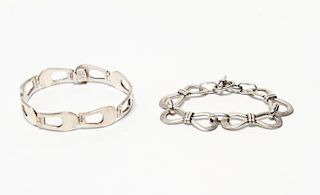 Sterling Silver Modern Hinged Bracelets Group of 2