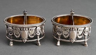 Touron French Silver Divided Open Salts Pair