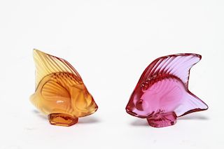 Lalique Art Glass Fish Sculptures, 2