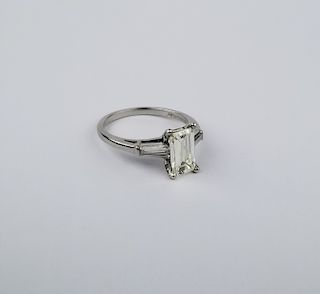1.3ct Emerald Cut Platinum Diamond Ring
