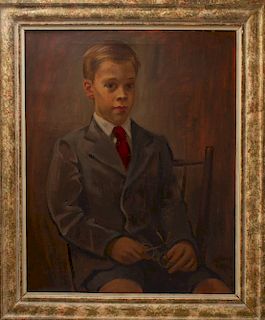 Saul Schary "Portrait of a Boy" Oil on Canvas
