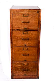 Vintage Oak Four Drawer Filing / Library Cabinet