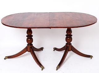 Georgian Manner Dining Table w Flame Mahogany