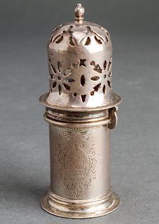 Dutch Silver Pierced Child's Mini Caster 19th C.