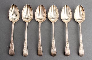 English Silver Five-O-Clock Spoons Set of 6