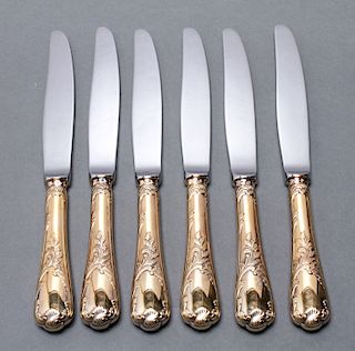 Christofle Silver Gold-Plated Marly Knives Set 6