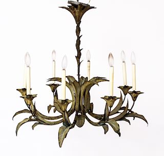 Art Nouveau Manner Metal Floral Chandelier