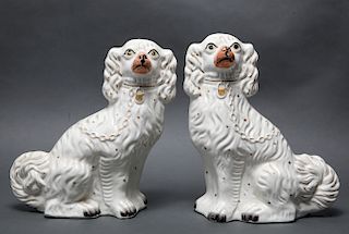 Staffordshire Manner Ceramic Dog Figurines Pr