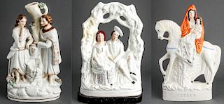 English Staffordshire Figures Pottery Group of 3