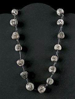 Ancient Ecuadoran Pottery Spindle Whorl Necklace