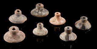 Lot of 7 Middle Cauca Pottery Spindle Whorls