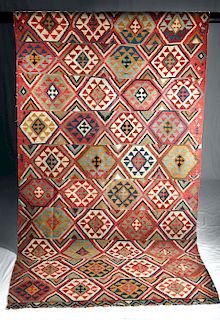 19th C. Azerbaijan Shirvan Kilim Woven Rug