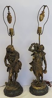 Pair Of Fine Quality Bronze Figural Lamps