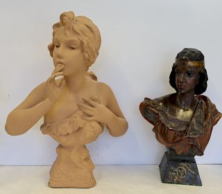 2 Antique Terracotta Busts .