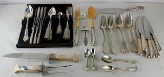 SILVER. Assorted Grouping of Silver Flatware.