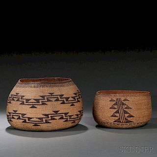 Two Northern California Twined Basketry Bowls