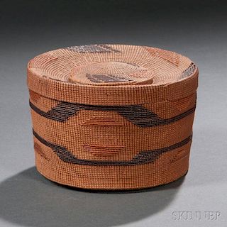 Tlingit Polychrome Rattle-top Twined Basket