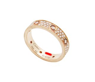 Cartier LOVE WEDDING BAND, DIAMOND-PAVED PINK GOLD,