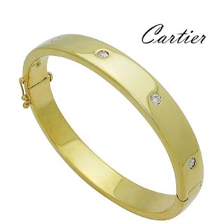 Cartier 18k Yellow Gold Brilliant Diamond Bangle