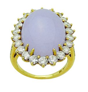 Tiffany & Co 18k Gold Lavender Jade & Diamond Ring