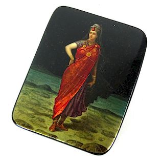 A Russian Lacquer Box 'Scythian Woman'