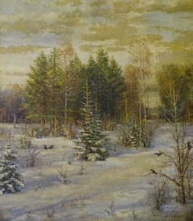 Attributed : Alexei Savrasov Russian Oil Painting