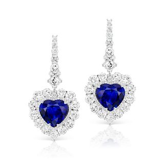 10.51ct DIAMOND AND ROYAL BLUE SAPPHIE EARRINGS