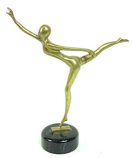 Contemporary Brass Ballerina Sculpture Marble Plin