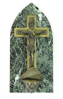 Antique Signed Bronze Mounted Jesus on cross