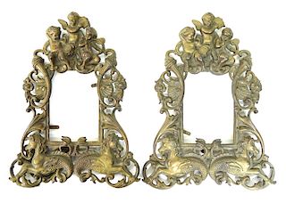 (2) Two French Bronze Cherub Picture Frames