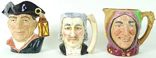 (3) Three Large Royal Doulton Porcelain Toby Mugs