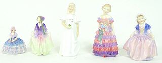 (5) Five Royal Doulton Porcelain Women Figures