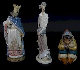 (3) Three Lladro Porcelain Figures.