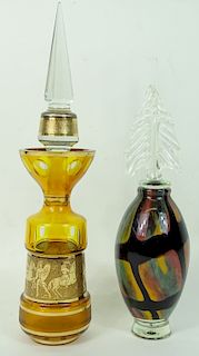 (2) Two Large Bohemian And Murano Decanters.