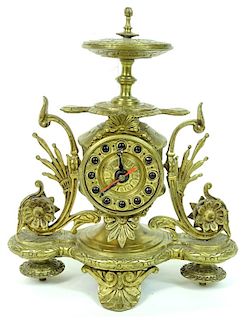 A French Style Gilt Bronze Desk Clock