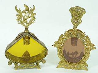 (2) Two Gilt Bronze Perfume Bottles.