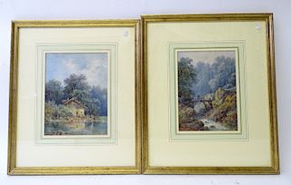 (2) Two European Watercolor On Paper, Pair