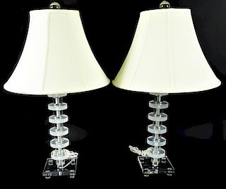 Pair of Mid Century Modern Chrome & Lucite Lamps