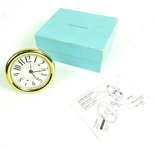 Tiffany & Co..Brass Alarm Clock Quartz Movement