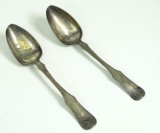 (2) Pair Of Russian 84 Silver Serving Spoons