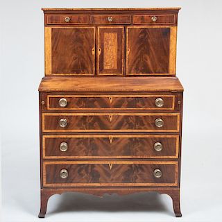 Federal Inlaid and Figured Birchwood and Mahogany Lady's Desk, Portsmouth, NY