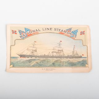 National Line Steamships Ship's Advertising Card