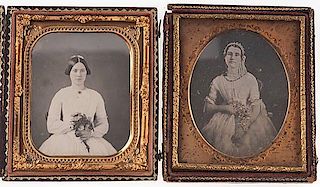 Two Sixth Plate Daguerreotypes of Brides 