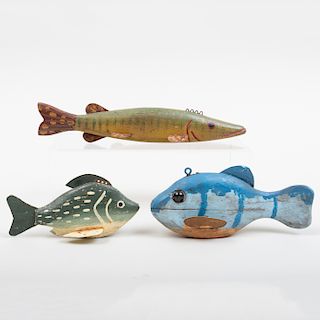 Group of Three American Painted Wood Fish Lures