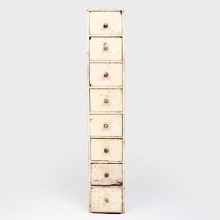 Pale Yellow Painted Eight Drawer Spice Cabinet