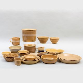 Group of Twenty-Eight Yellow Ware Pottery Articles