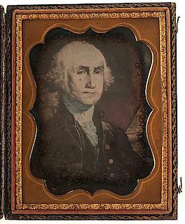 Quarter Plate Daguerreotype of Gilbert Stuart's Painting of George Washington 