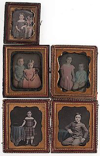 Five Tinted Daguerreotypes of Children 