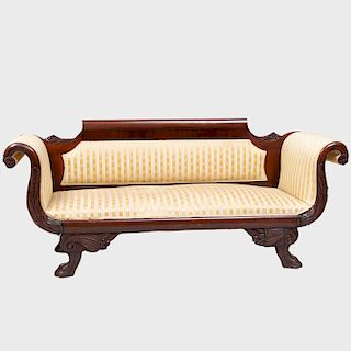 Classical Style Carved Mahogany Sofa, in The Empire Taste